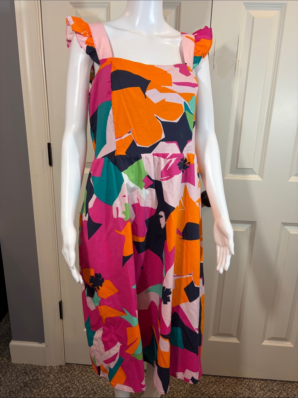Seven7 Colorblock Sleeveless Dress in Pink, Orange & Teal Accents